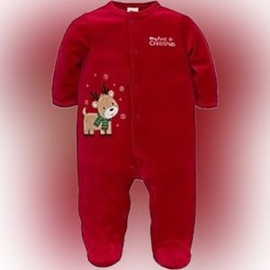 NWT Little Me Velour Reindeer Footie unisex